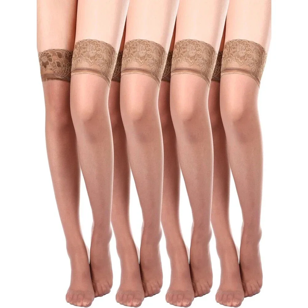DancMolly Silky Thigh High Nylon Stockings NUDE Women's Size C/D 1 Pair NEW